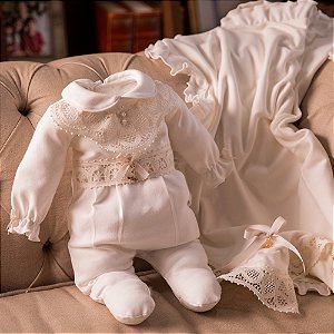 Saída de Maternidade Infantil Luxo Marfim Roana