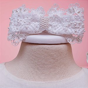 Faixa de Cabelo Infantil Média Renda e Pérolas Roana