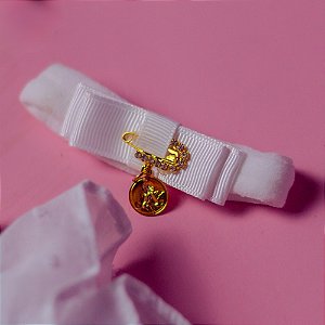 Faixa de Meia de Seda Pequena Lacinho com Plaquinha Batizado Roana