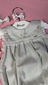 Pimpão Infantil Bordado com Peito Bordado com Rendas Aplicadas Verde Roana