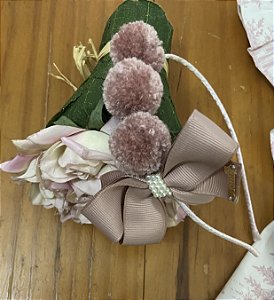 Tiara Infantil Laço e Pompom Roana