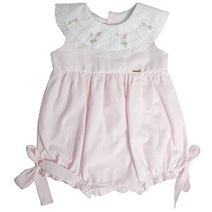 Pimpao Infantil Gola Bordada Rosa Roana