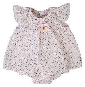 Vestido Infantil com Calcinha Adoraveis Flores Rosa Roana
