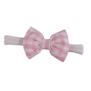 Faixa Infantil Média Lacinho Xadrez Rosa Roana