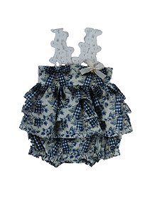 Romper Infantil de Babados Lacinho Azul Roana