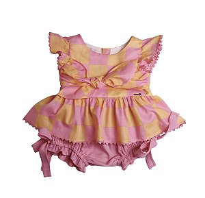 Conjunto Infantil Bata com Culote ou Short Encanto de Verão Rosa Roana