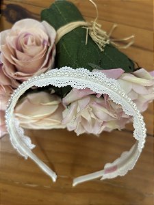 Tiara Infantil Menina Delicada com Renda Marfim Roana
