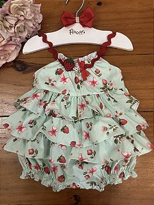 Pimpão Infantil Doce Moranguinho Estampado Verde Roana