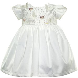 Vestido Infantil borboletas Marfim Roana