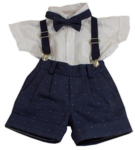 Conjunto Social Short com Suspensório Roana - Marinho