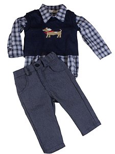 Conjunto com pulôver Roana - Xadrez Marinho