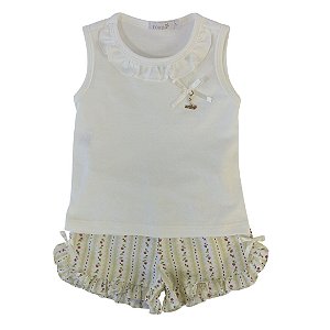 Pijama Menina Sonho de Brincar Marfim Floral - Roana