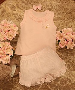 Pijama Menina Sonho de Brincar Rosa Listrado - Roana