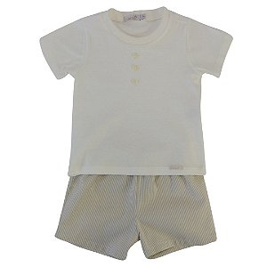 Pijama Menino Sonho de Brincar Bege Listrado - Roana
