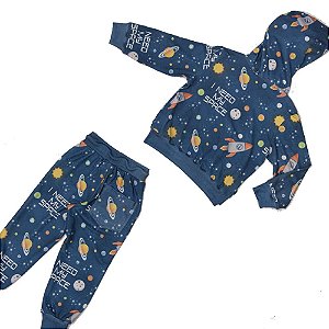 Conjunto De Moletom Com Capuz Space Azul Oliver