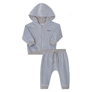 Conjunto Casaco E Calça Moletom Plush  Azul Nini E Bambini