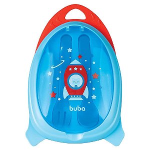 Kit De Refeição Com Talher Foguete Azul Buba