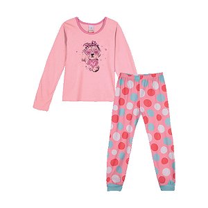 Pijama Blusa ML e Calça Rosa Dog Marisol