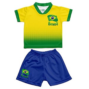 Conjunto Micro Dry Sublimado Brasil Tam. 02 Torcida Baby