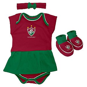 Kit 3 Pecas Body Vestido Menina Fluminense Tam. G Torcida Baby