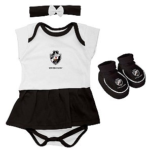 Kit 3 Pecas Body Vestido Menina Vasco Tam. M Torcida Baby