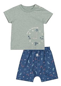 Conjunto Camiseta E Bermuda Masc Bebê Nini E Bambini