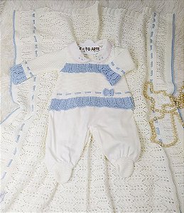 Saída Maternidade Fem Tricot Azul Rn Letícia- Beth Bebê