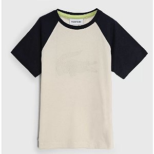T-Shirt Bege/Azul Infantil Lacoste