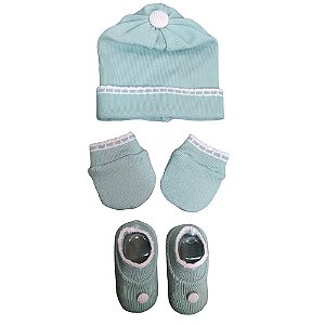 Kit Tricot Cinza Com Rosa- Baby Gold