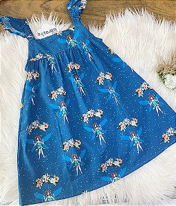 Vestido Alça Elástico Azul Estampa Balanço- Petit Chuá