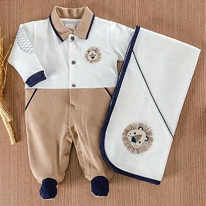 Saída Maternidade Masc Suedini Off White/Marrom- Anjos Baby