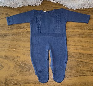 Macacão Tricot Masc Azul Escuro- Tam Único- Baby Goldy