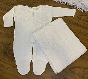 Saída Maternidade Tricot Fem Off White- Tam Único- Baby Gold