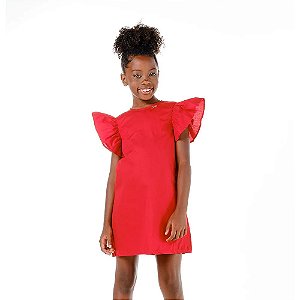 Vestido Infantil de Tecido Vermelho - Luluzinha