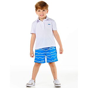 Conjunto Masc Camiseta Branca com Bermuda Estampa Tubarão- Oliver