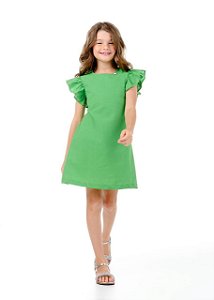 Vestido Infantil em Linho Verde - Luluzinha