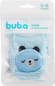 Meia Antiderrapante c/ Aplique Urso Azul P - Buba