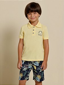 Conjunto Infantil de Polo e Bermuda de Sarja Leaves - Banana Danger