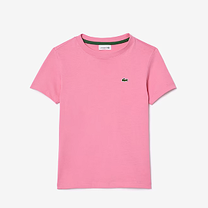 Camiseta Infantil em Jérsey de Algodão Rosa  - Lacoste