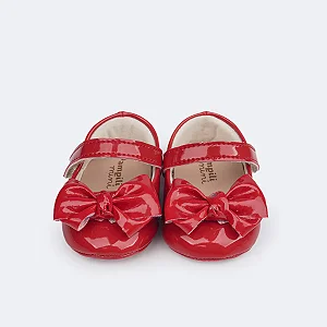 Sapatilha de Bebê Pampili Nina Laço Duplo Verniz Vermelho Peper- Pampili