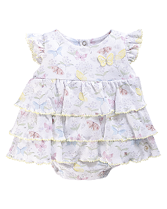 Body Vestido c/ Babados e Borboletas  - Anjos Baby