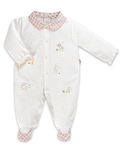 Macacão Fem ML Branco c/ Bordados e Gola P- Anjos Baby
