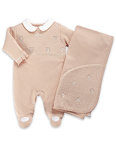Saída Maternidade Fem Rosa Queimado Animais RN - Anjos Baby