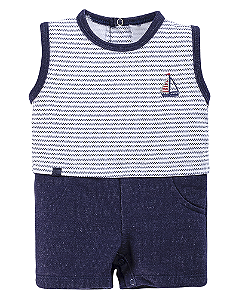 Macaquinho Masc Curto SM Azul P - Anjos Baby
