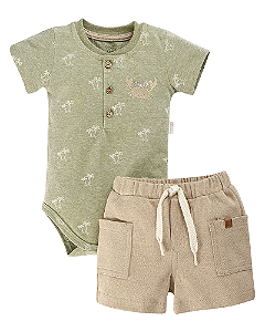 Conjunto Masc Body c/ Coqueiros e Short Moletinho P- Anjos Baby