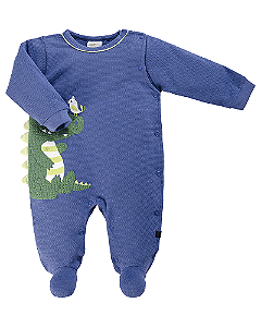 Macacão Masc ML Azul c/ Jacaré P - Anjos Baby