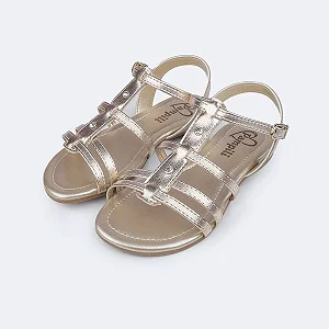 Sandália Infantil Iris Tachas com Strass Dourada - Pampili