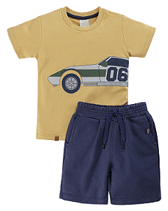 Conjunto Masc Camiseta Carro e Bermuda Azul 01 - Anjos baby