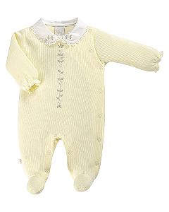 Macacão Fem Malha Tricot Amarelo c/ Bordado P - Anjos Baby