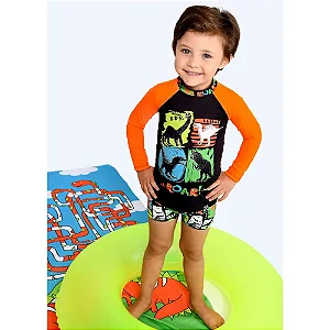 Conjunto Masc Blusa ML Proteção UV e Sunga Dinossauros - Marujos e Sereias